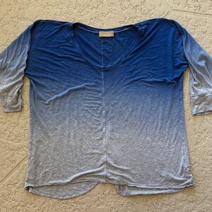 Language Blue and Gray Ombre Long Sleeve Tee